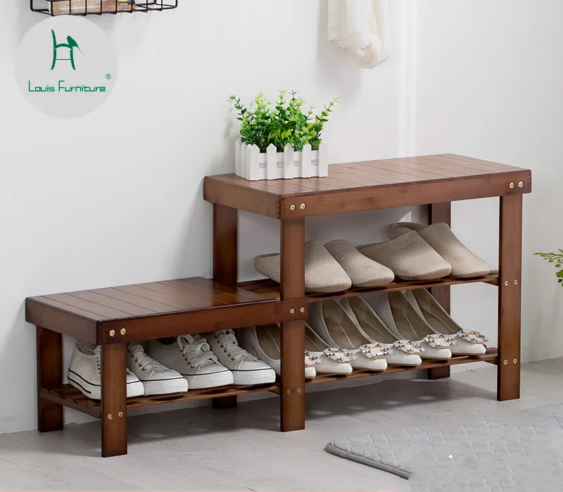 Louis Fashion Shoe Cabinets European Sofa Simple Modern Storage Nan Bamboo Multifunctional Children Stool Solid Wood |