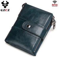 gzcz wallet female genuine leather short wallets women high quality coin purse rfid wallet portomonee clamp for money money bag