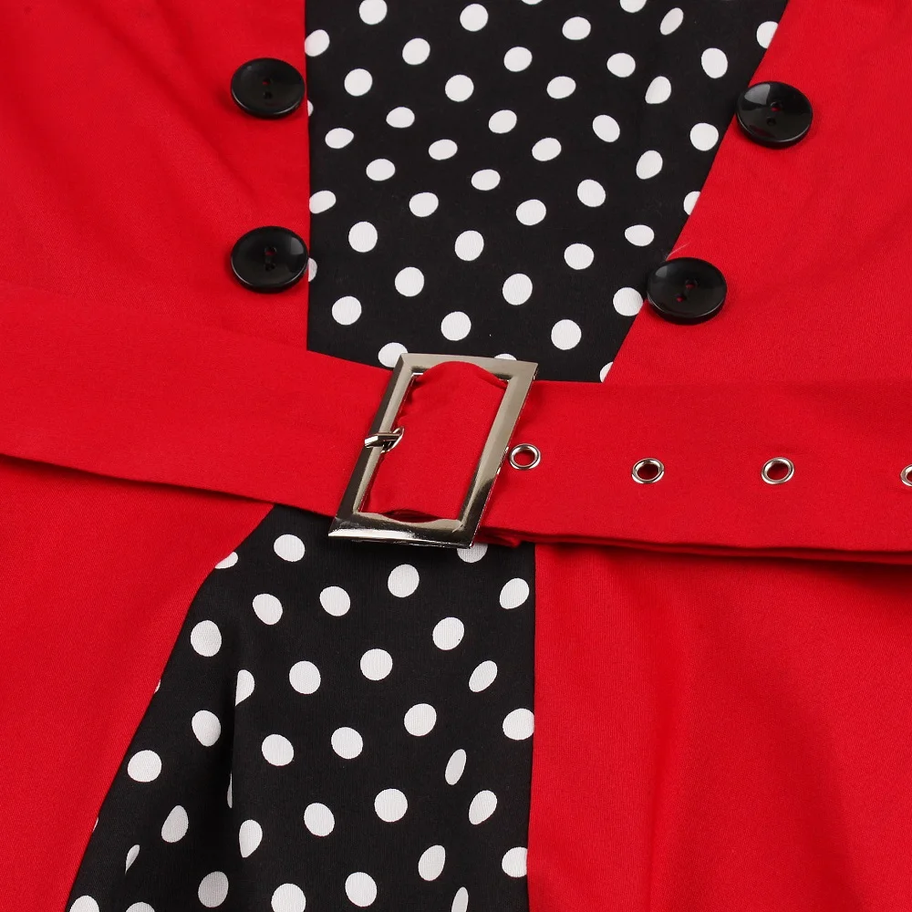 

2019 Summer Women Robe Retro Vintage Tie Waist Dress 50s Rockabilly Dot Swing Elegant Tunic Vestidos Casual Party Dresses