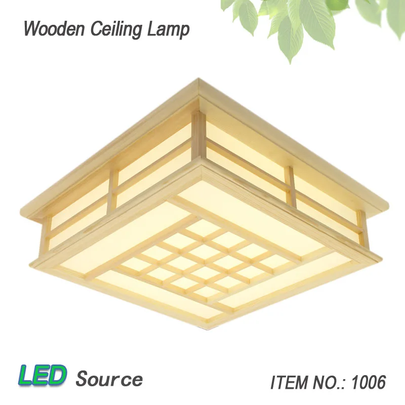 

Japanese Style Tatami Wood Ceiling Pinus Sylvestris Ultra-thin LED Lamp Natural Color Square Grid Paper Ceiling Lamp Fixture