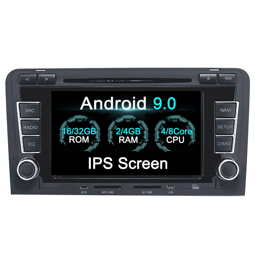 Автомобильный мультимедийный плеер 2 DIN на Android 9 0 с DVD и GPS для Audi A3 8P 2003 2012 S3 2006 RS3