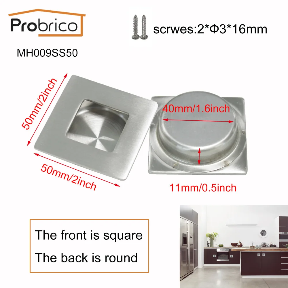 Probrico 2 шт., современные встраивные дверные ручки для кухни, шкафа, шкафа, двери, ящика, скрытые ручки, шкаф, раздвижные утопленные ручки