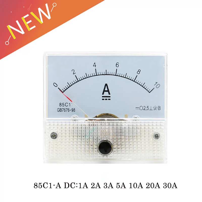 85C1-A DC Аналоговый амперметр измерительный прибор с панелью 1A 2A 3A 5A 10A 20A 30A амперметр тока механические амперметры с шунтом