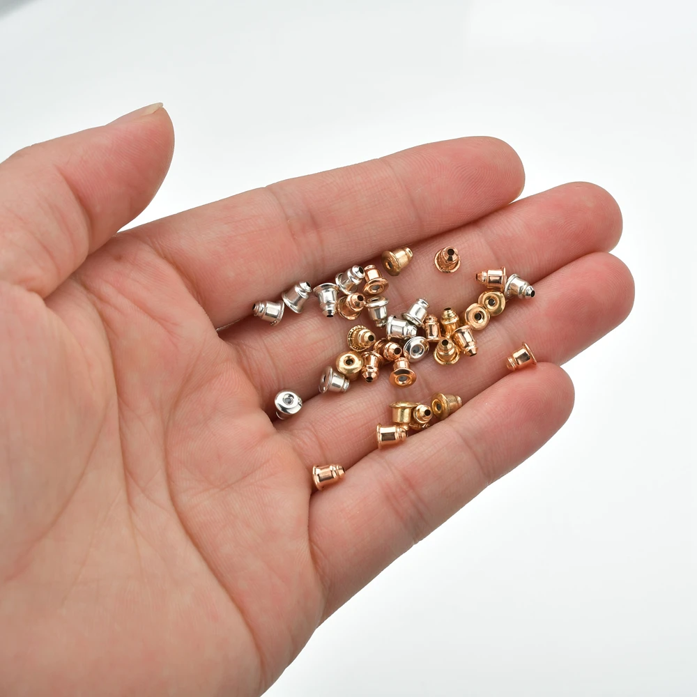 100 шт./лот металлические круглые жесткие серьги закрытые резиновые сделай сам