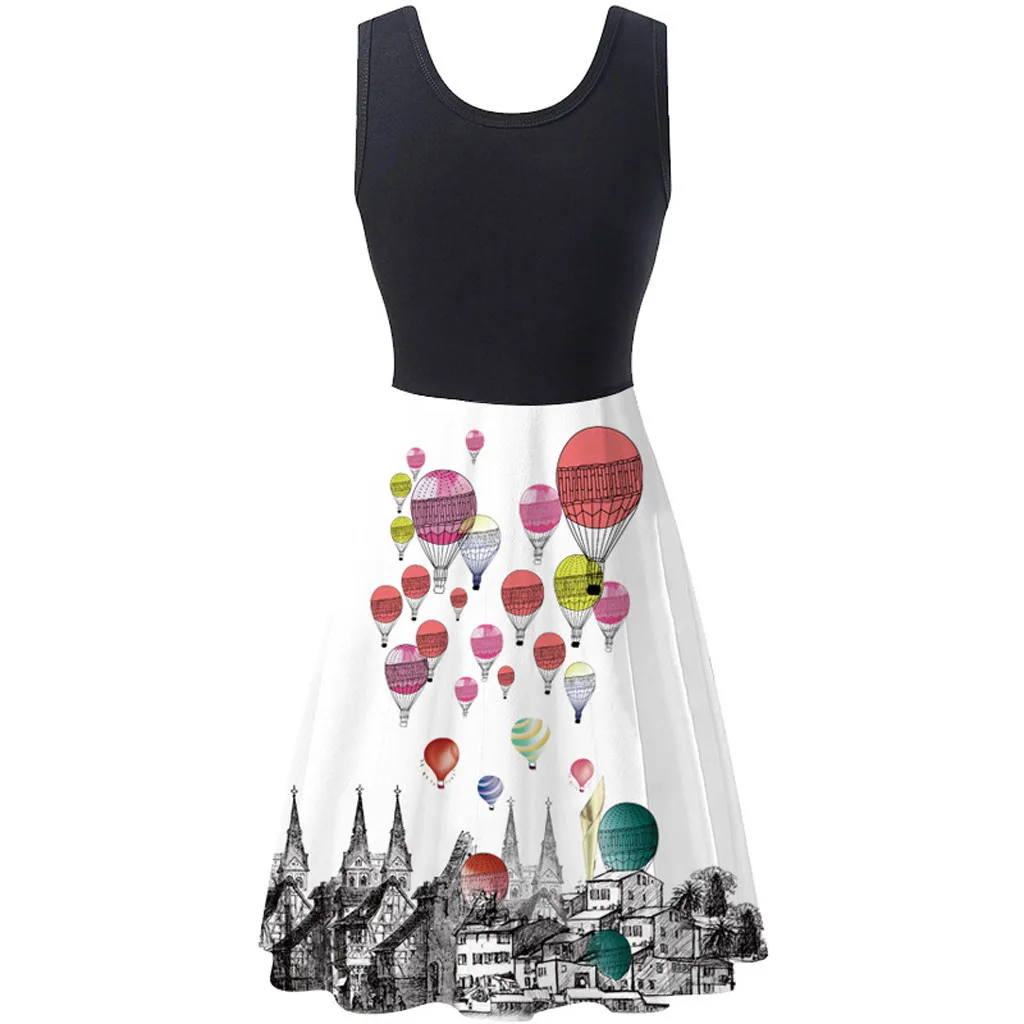 Женское повседневное пляжное платье без рукавов винтажное летнее короткое