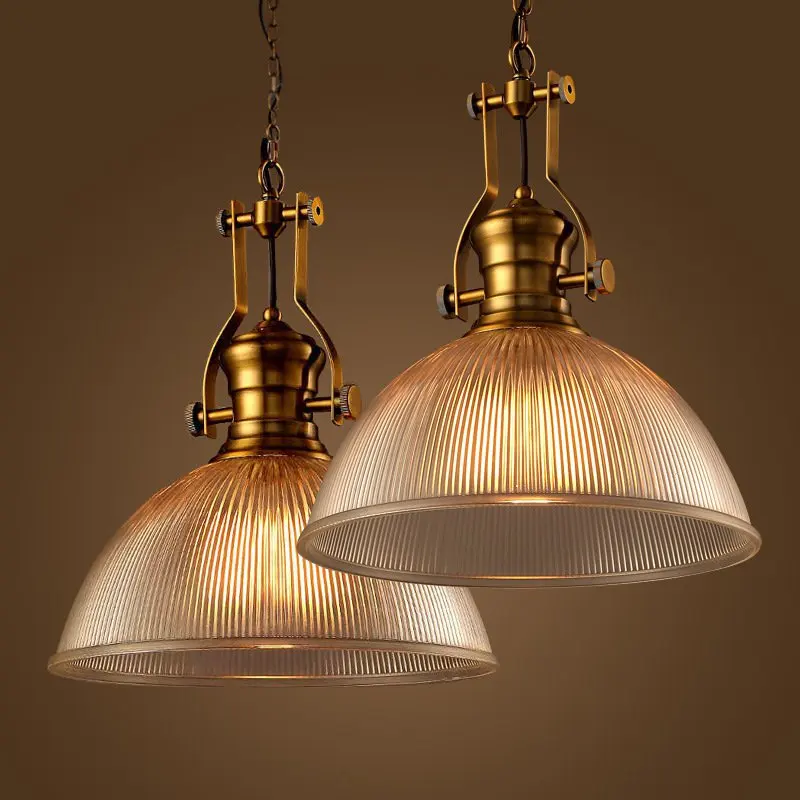 Industrial Lamparas luminaire suspendu lamp lights Loft Copper Glass Pendant Lights Edison light