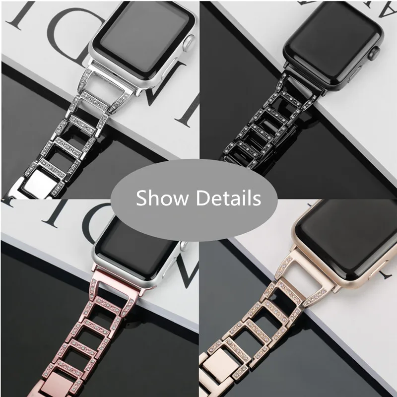 Модные женские туфли со стразами цепи часы ремешок для Apple Watch группа 38 мм Bling Металл Нержавеющая сталь ремешок для iWatch Sport& издание