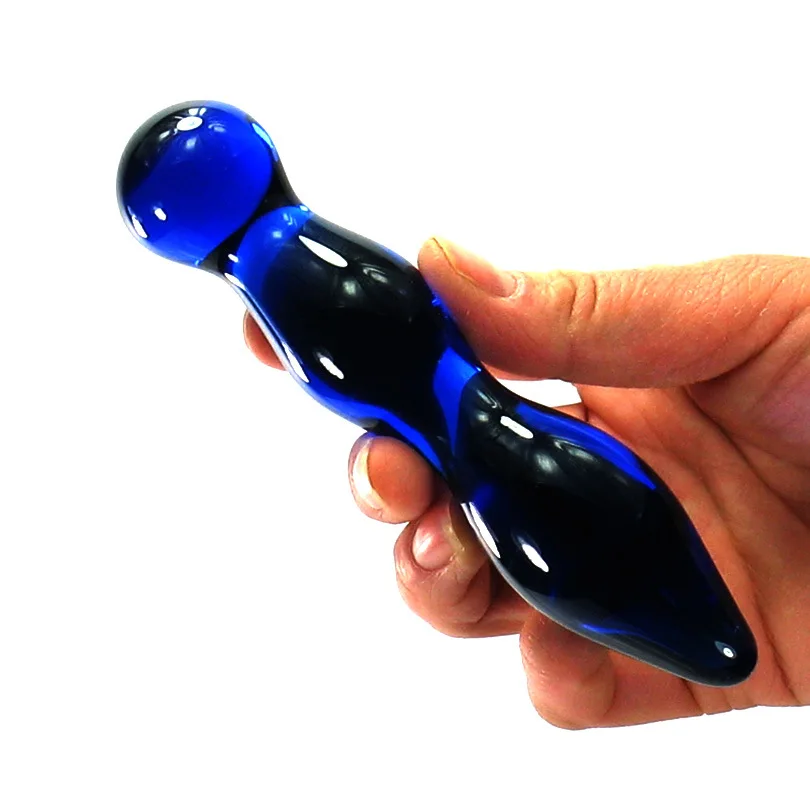GaGu Blue Glass Dildo Anal Beads Toy Adult Crystal Female Sex Product Pyrex Thick Dildos Lesbian |