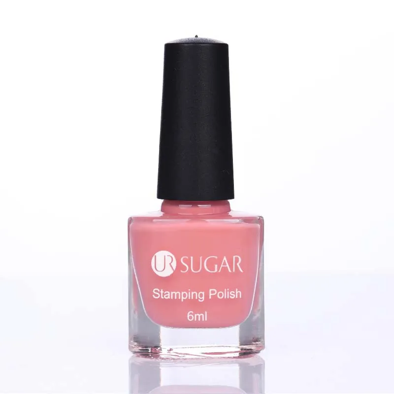 Pink Ur Sugar 6 мл штамп лак для ногтей Дизайн ногтей Пластина Печать лак цвета украшение масляной лаки для маникюра DIY - Цвет: Pink