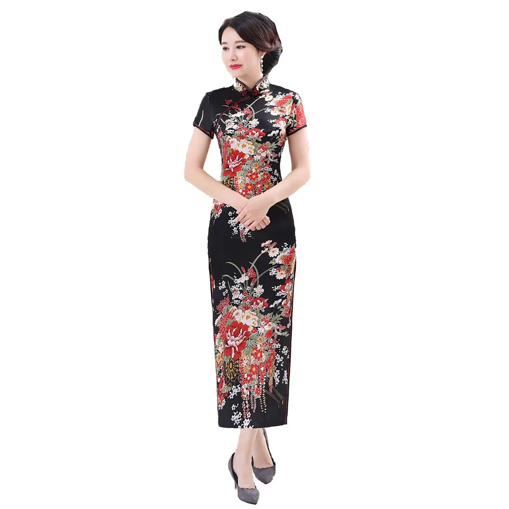 Шанхай история длинное Qipao атласное Cheongsam китайское традиционное платье с