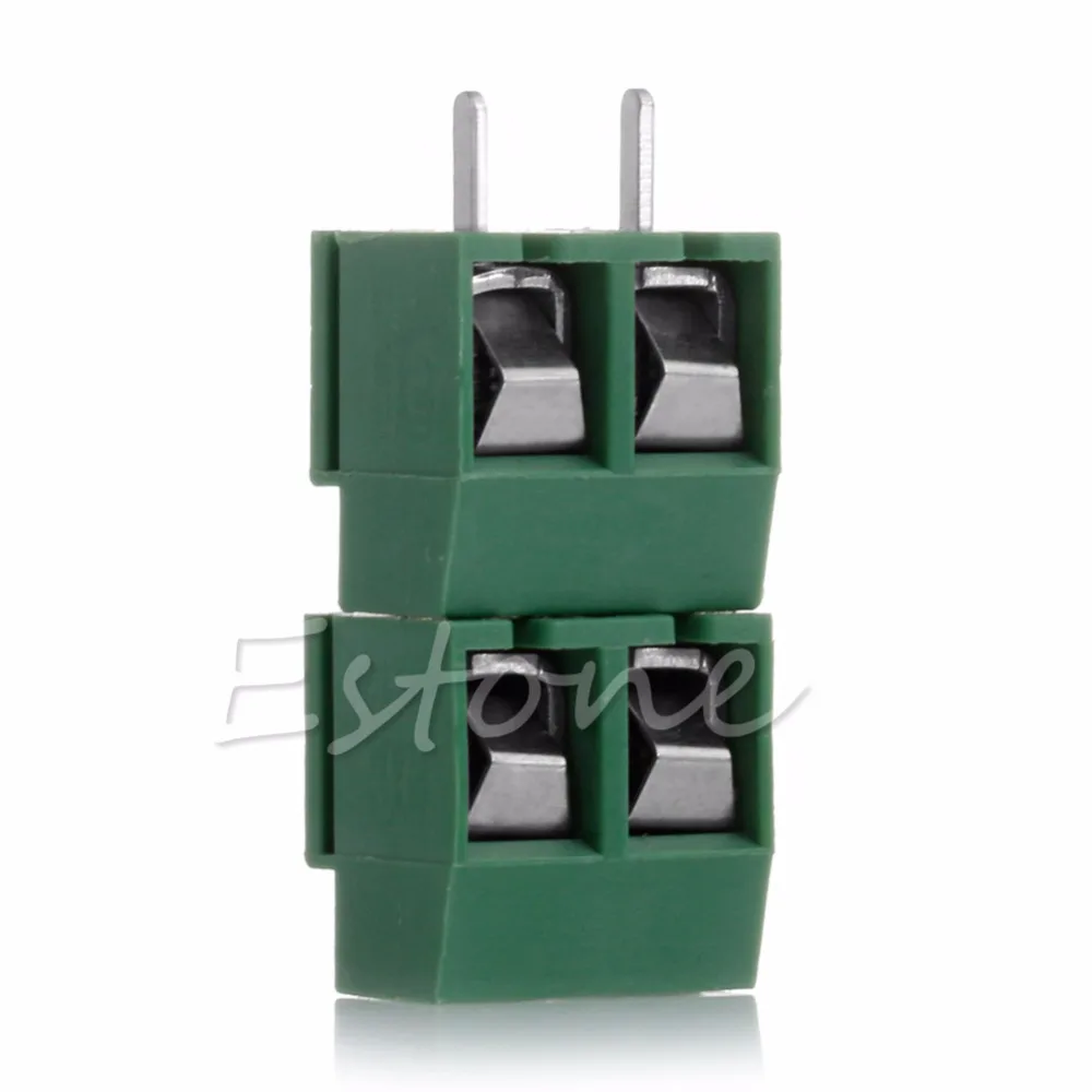 2 шт. 300 В 10A 2P папа PCB винтовой клеммный блок разъем 5 мм зеленый шаг L25|connector|pitch