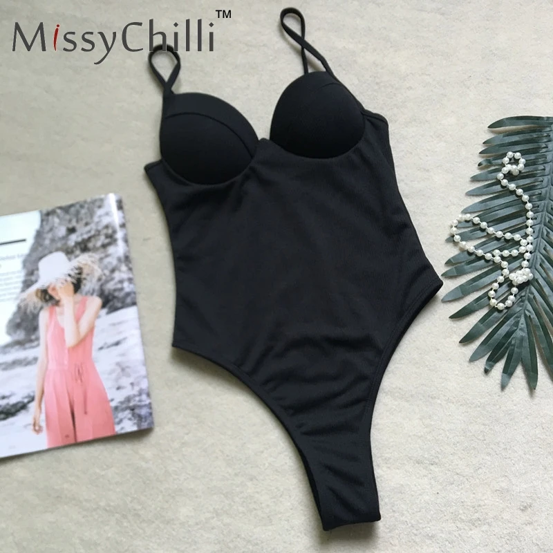 Черное облегающее пикантное боди MissyChilli с открытой спиной женский ребристый