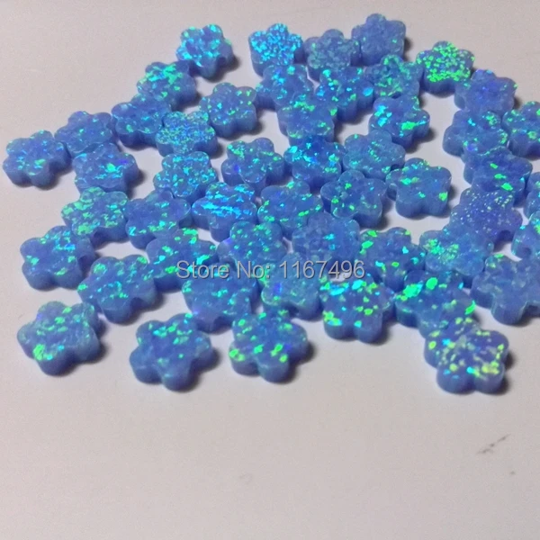 

50 шт./лот Бесплатная доставка 8 мм цветок опал, синтетический пробуренный светло-голубой цветок кабошон опал для серебряного опала ожерелье