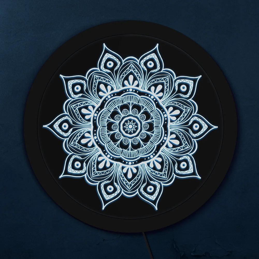 Красочный цветочный узор Мандала светодиодная подсветка знак сложного