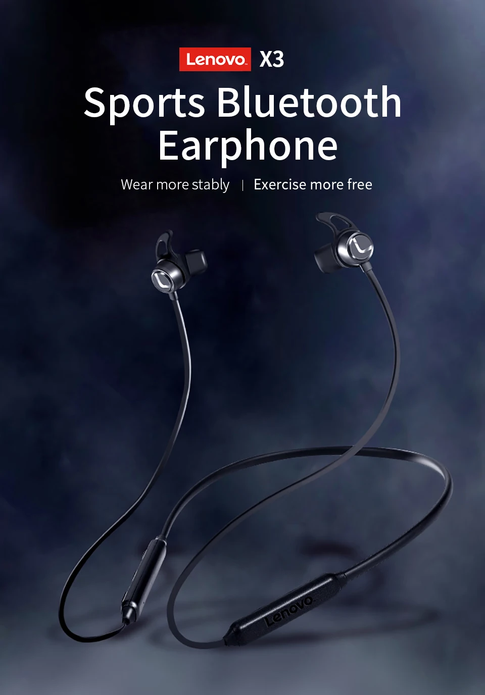Оригинальные lenovo X3 беспроводные Bluetooth V5.0 спортивные наушники магнитные водонепроницаемые IPX4 стерео 3D объемная гарнитура с микрофоном