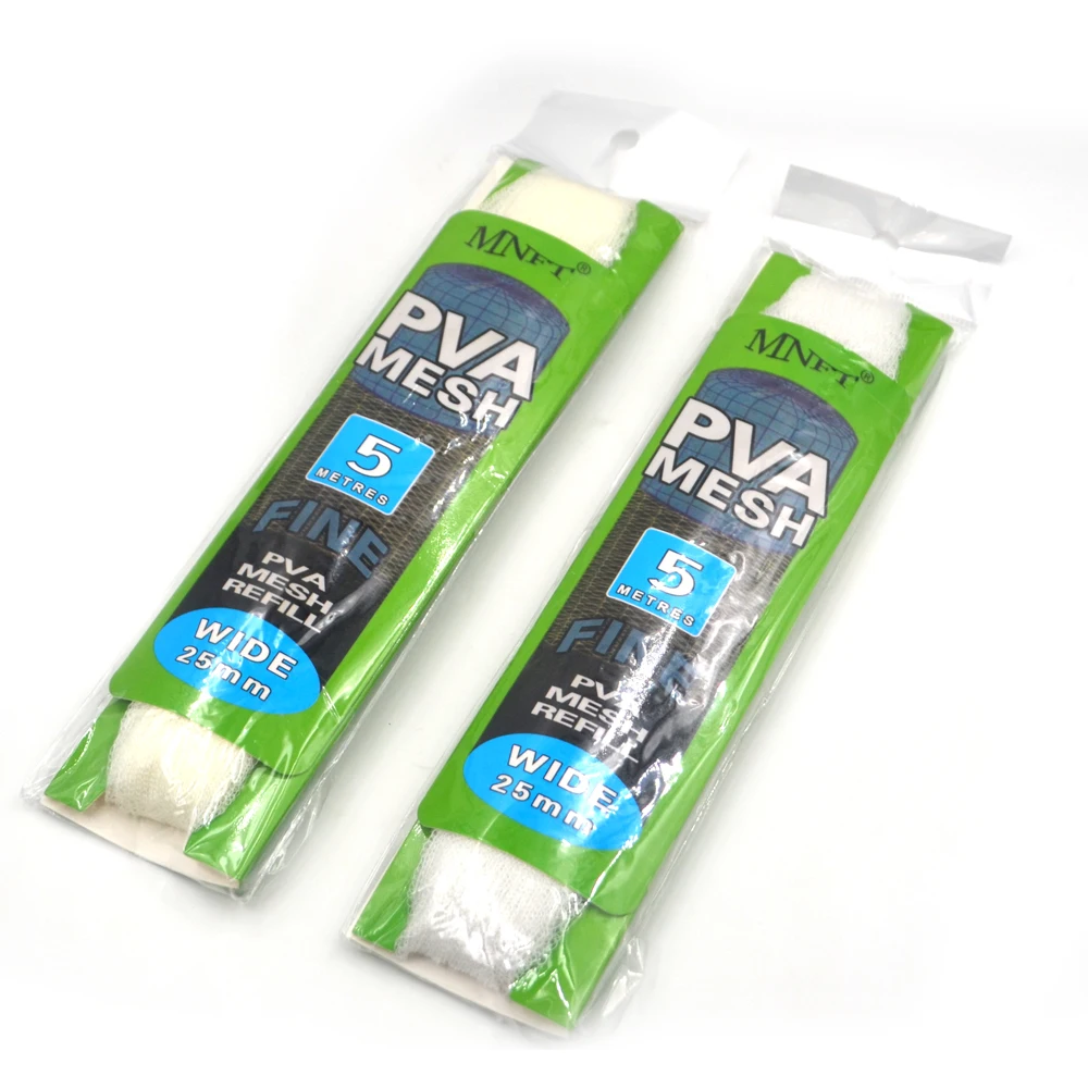 MNFT 2 pieces PVA mesh refill for fishing 25mm*5m Carp Free Shipping Drop Shipping Fishing Tackle Wholesale