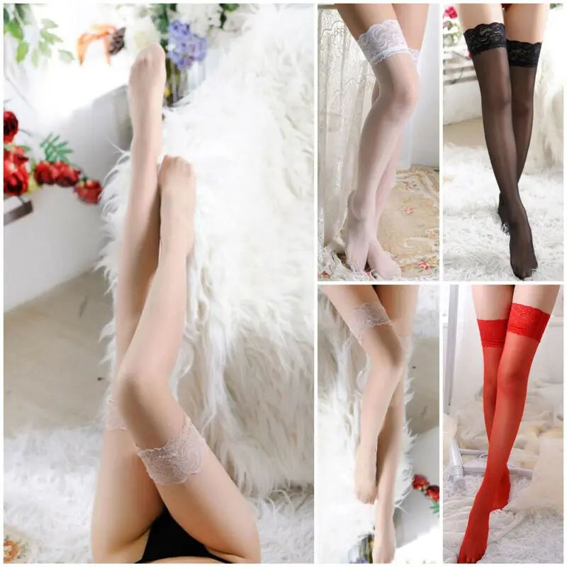 Сексуальные чулки с прозрачными кружевами белые черные женские 1 пара колготки