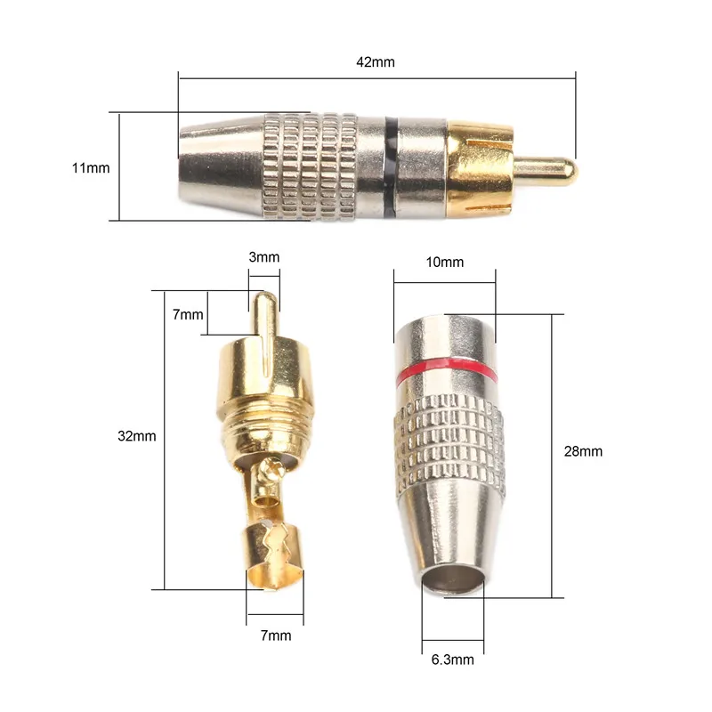 4 шт. штекер типа банан 6 3 мм папа самоблокирующийся разъемы Lotus Wire комплект