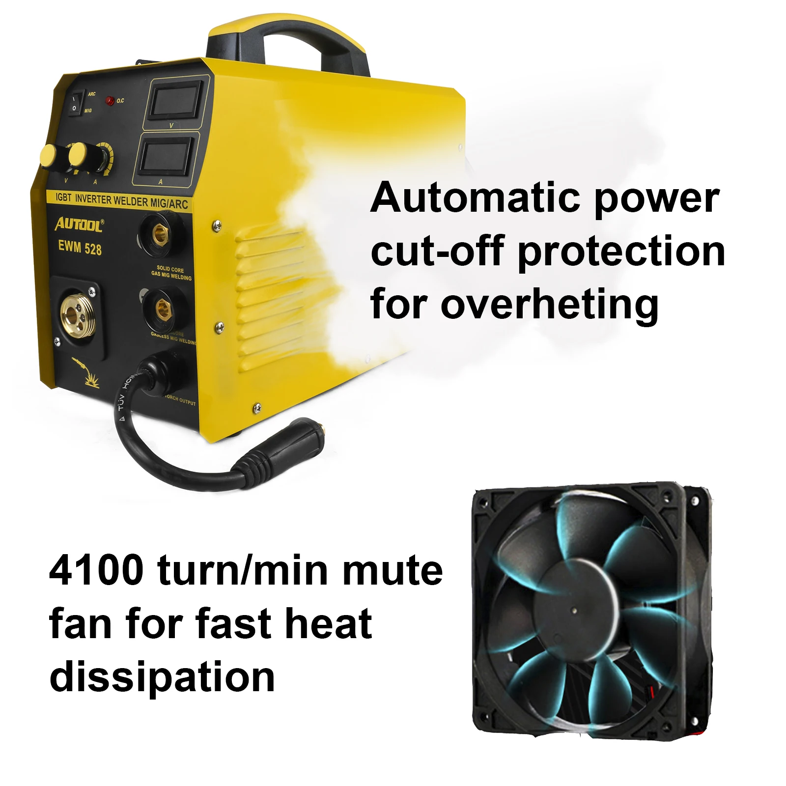 AUTOOL EWM528 MIG сварочный аппарат Цифровой инвертор портативный CO2 защита для ремонта