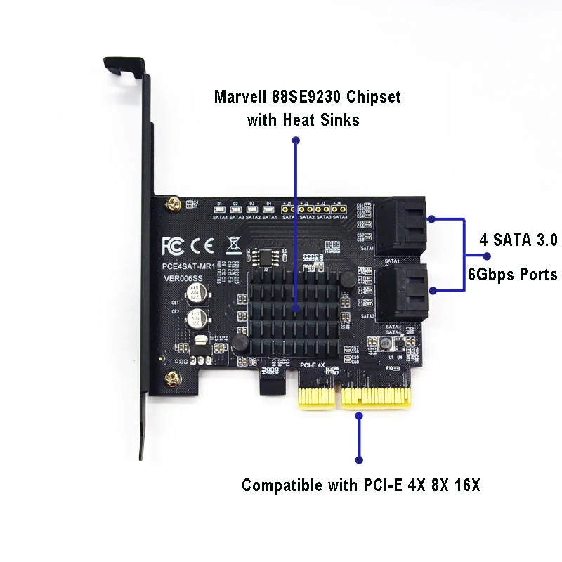 4 порта SATA III 6 Гбит/с PCI Express raid контроллер карта e к адаптер/конвертер с радиатором