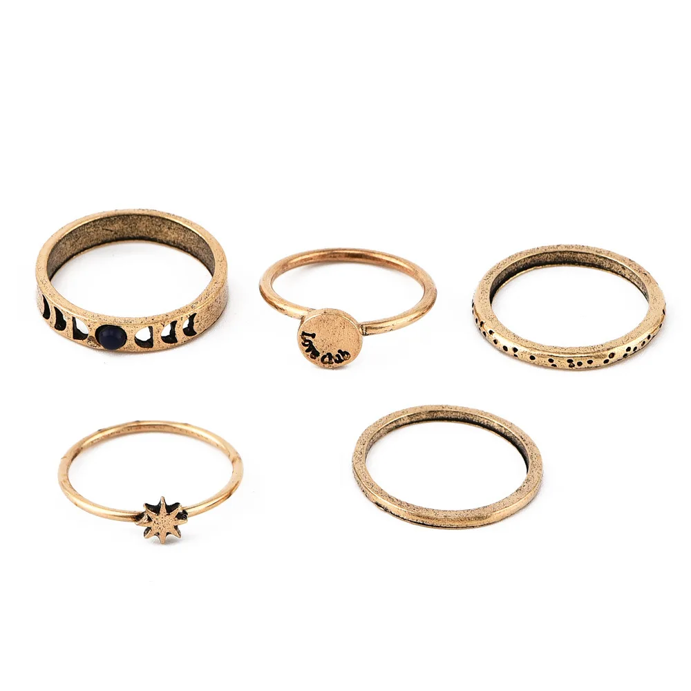 Fashion simple retro star moon women's ring combination hipster street shooting | Украшения и аксессуары