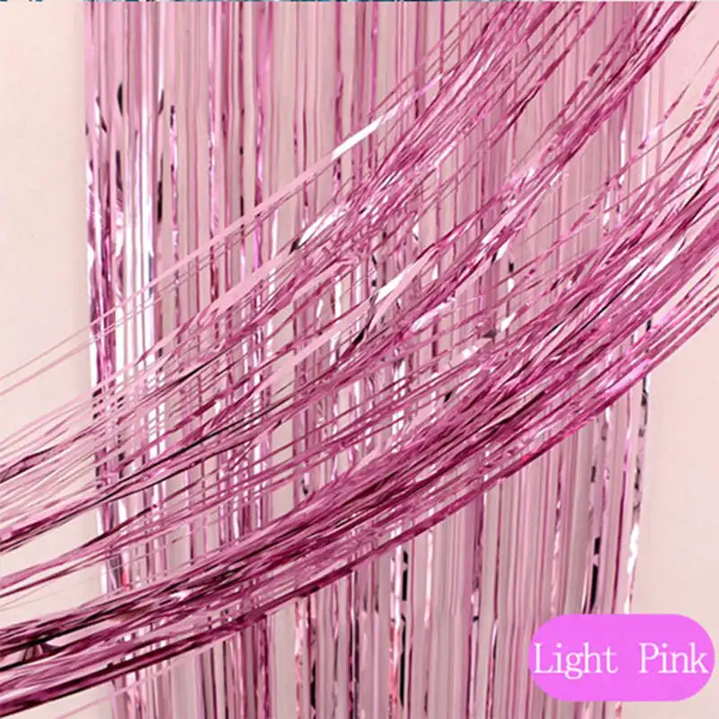 Light Pink 3 м фиолетовый розовый золотой металлик Блестки из фольги бахрома занавес дождь свадебное украшение день Рождения Вечеринка мишура гирлянды для фона поставки - Цвет: Light Pink