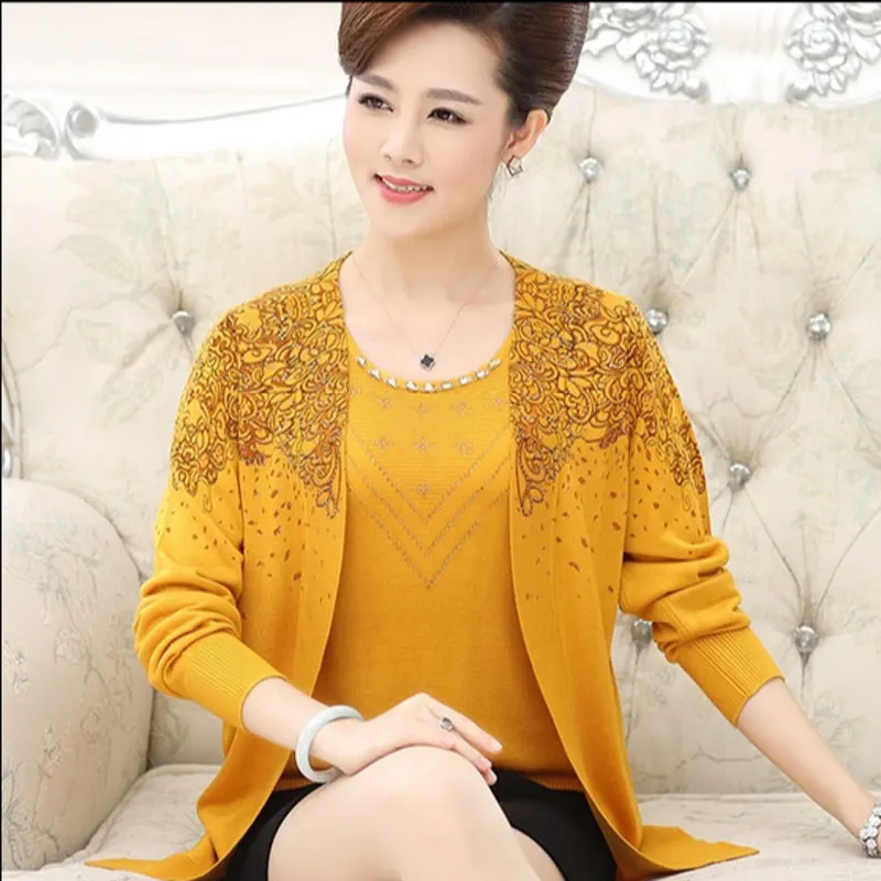 2021 весенний осенний Женский комплект одежды для матери среднего возраста свитер