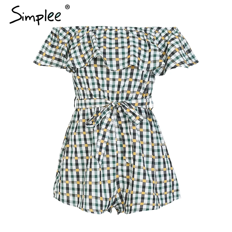 Simplee комбинезон в клетку с открытыми плечами и рюшами женский открытой спиной