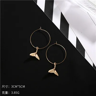 5608gold fish tail KARASU Новое поступление Единорог Дельфин хвост русалки ушной обруч ментальные серьги для женщин девочек элегантные ювелирные изделия вечерние подарки - Окраска металла: 5608gold fish tail