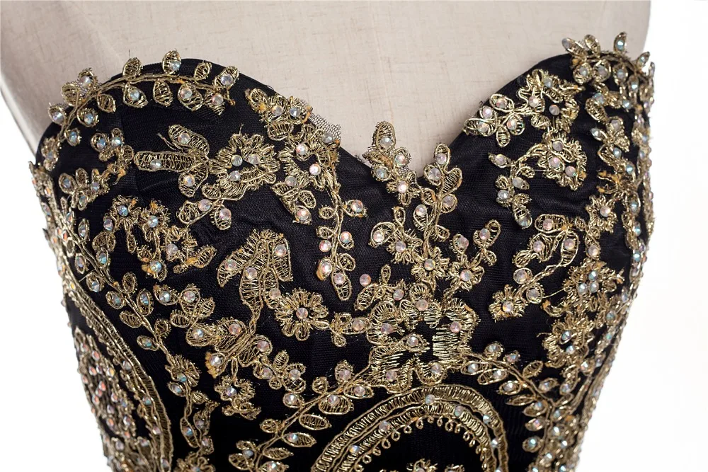 Милое Платье для встречи выпускников 2018 темно-синее Золотое кружевное короткое