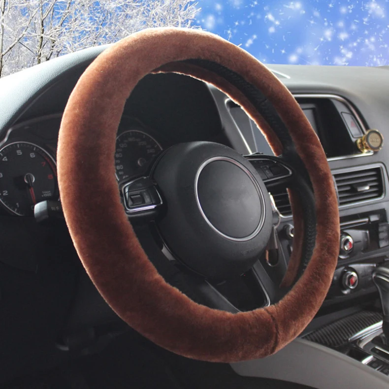 Плюшевые меховые универсальные чехлы рулевого колеса автомобиля теплая шерсть зимой авто Подогрев чехол для рулевого колеса для автомобилей Аксессуары для укладки