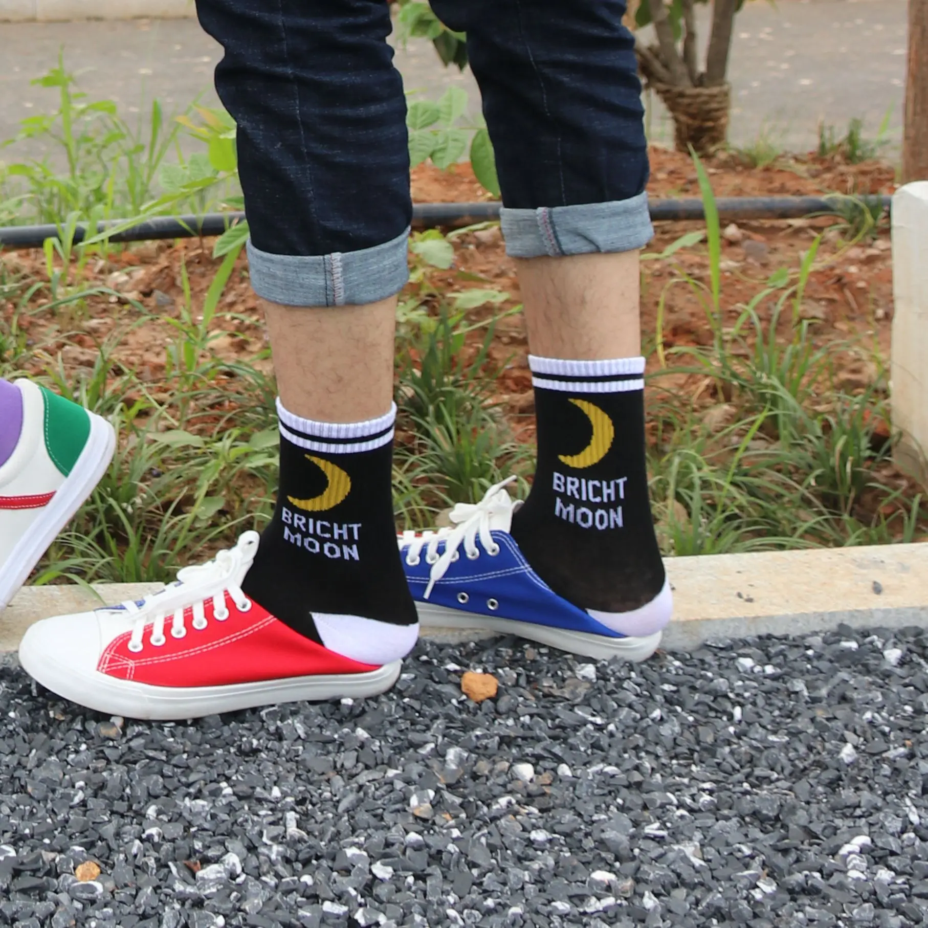 Носки хлопковые яркие в стиле Харадзюку смешные Корейском с надписью на