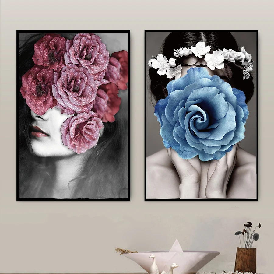 Постеры и принты в скандинавском стиле с цветами девушкой поп арт современные