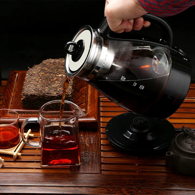 Офисный электрический чайник посуда для заваренного чая черный стеклянный Электрический Полностью