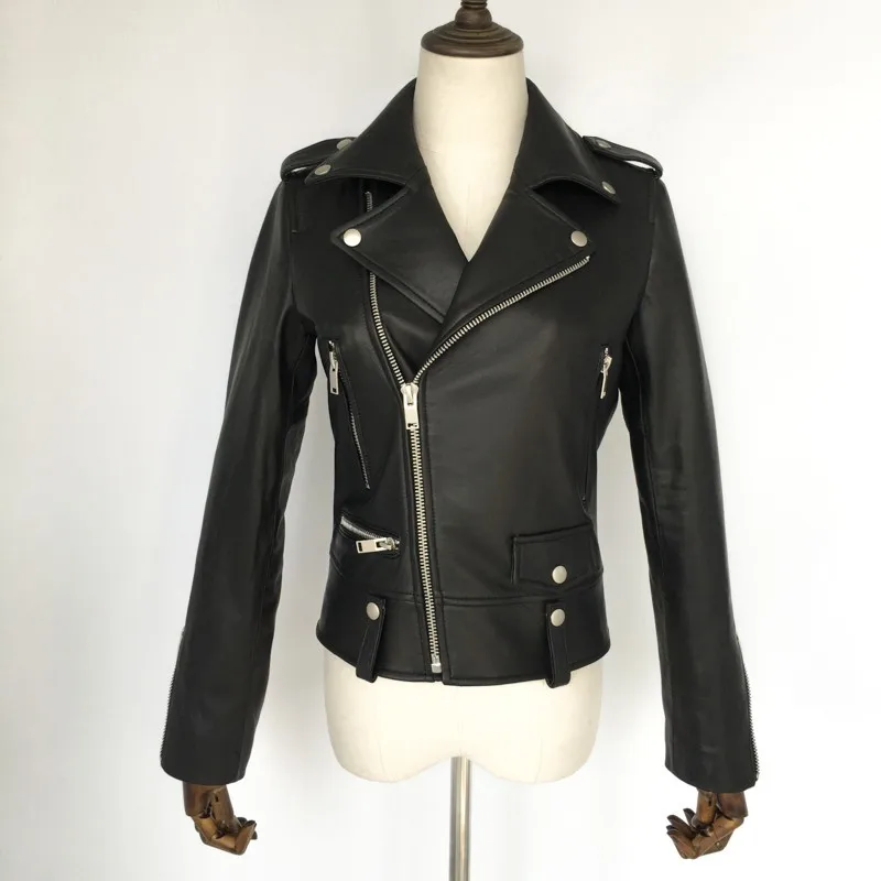 Spring Genuine Leather Jacket Women 2019 Fashion Real Sheepskin Coat Motorcycle Biker Jacket Female Plus Size Sheep Leather Coat