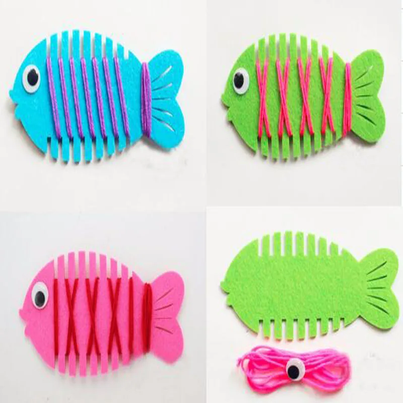 ZY DIY милый карамельный Зеленый Розовый Синий принт рыбы войлок для детей ручной