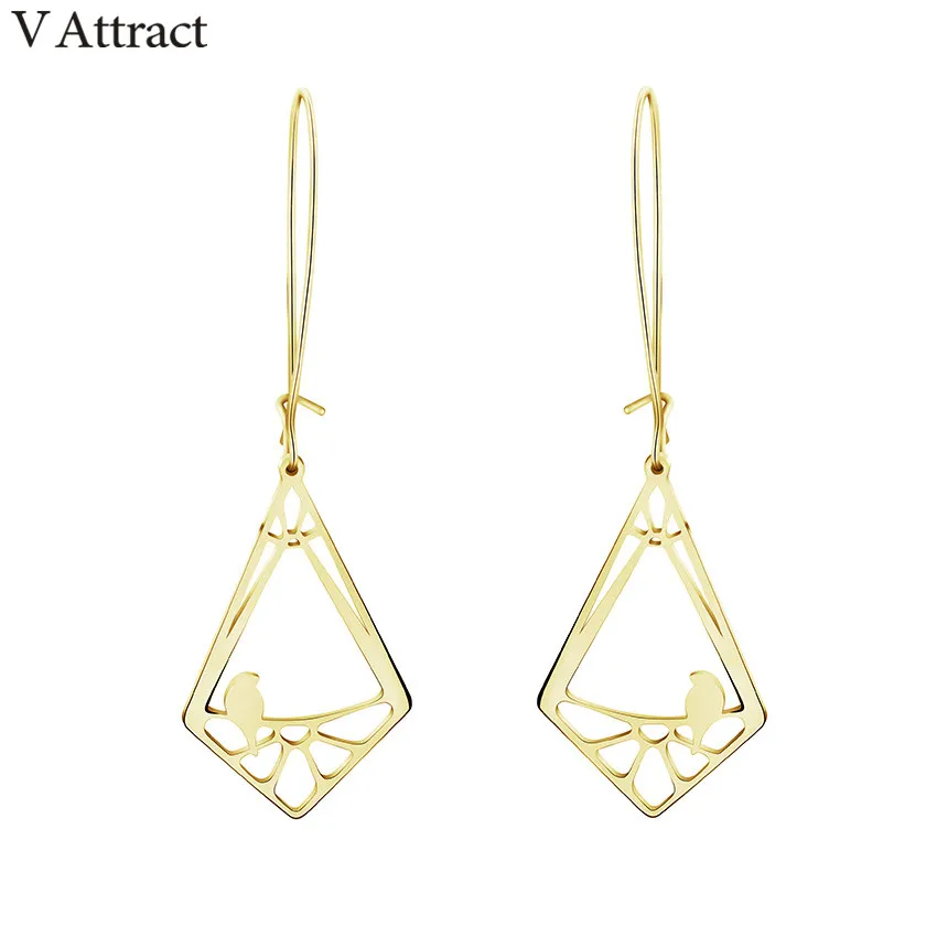 V притягивающие металлические серьги в стиле бохо треугольные для женщин золотые