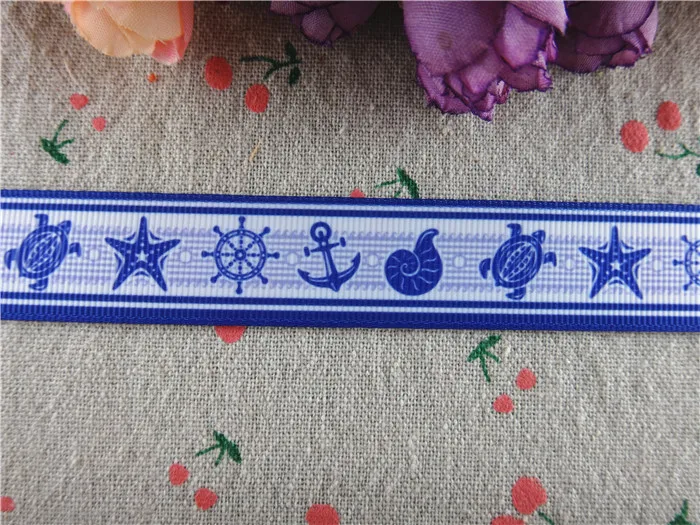 16031465 new arrival 7/8'' 22mm 10 yards the navy printed grosgrain ribbons cartoon ribbon handmade hair bows | Дом и сад