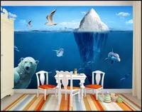 wdbh custom photo mural 3d wallpaper blue iceberg polar bear dolphin background home decor living room wallpaper for walls 3d