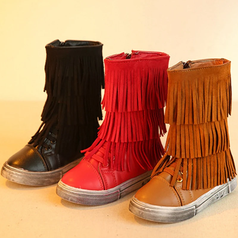 Новые Девушки Снег Сапоги Зимние Детская Обувь Кисточкой Теплые Короткие для