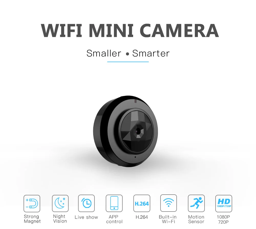 black Wi-Fi P2P IP 720P HD мини-камера беспроводная Экшн-камера для велосипеда ИК камера ночного видения мини DV DVR камера видео Диктофон скрытый - Цвет: black