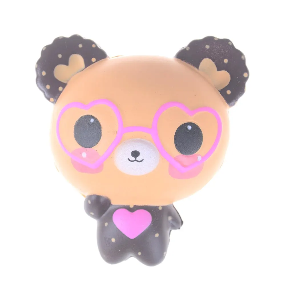 Glasses Bear Медленно поднимающийся сжимающий эластичный исцеляющий стресс игрушки антистресс игрушки яйцо молоко хлеб собака в банане лицо медведь говно гигантские игрушки - Цвет: Glasses Bear