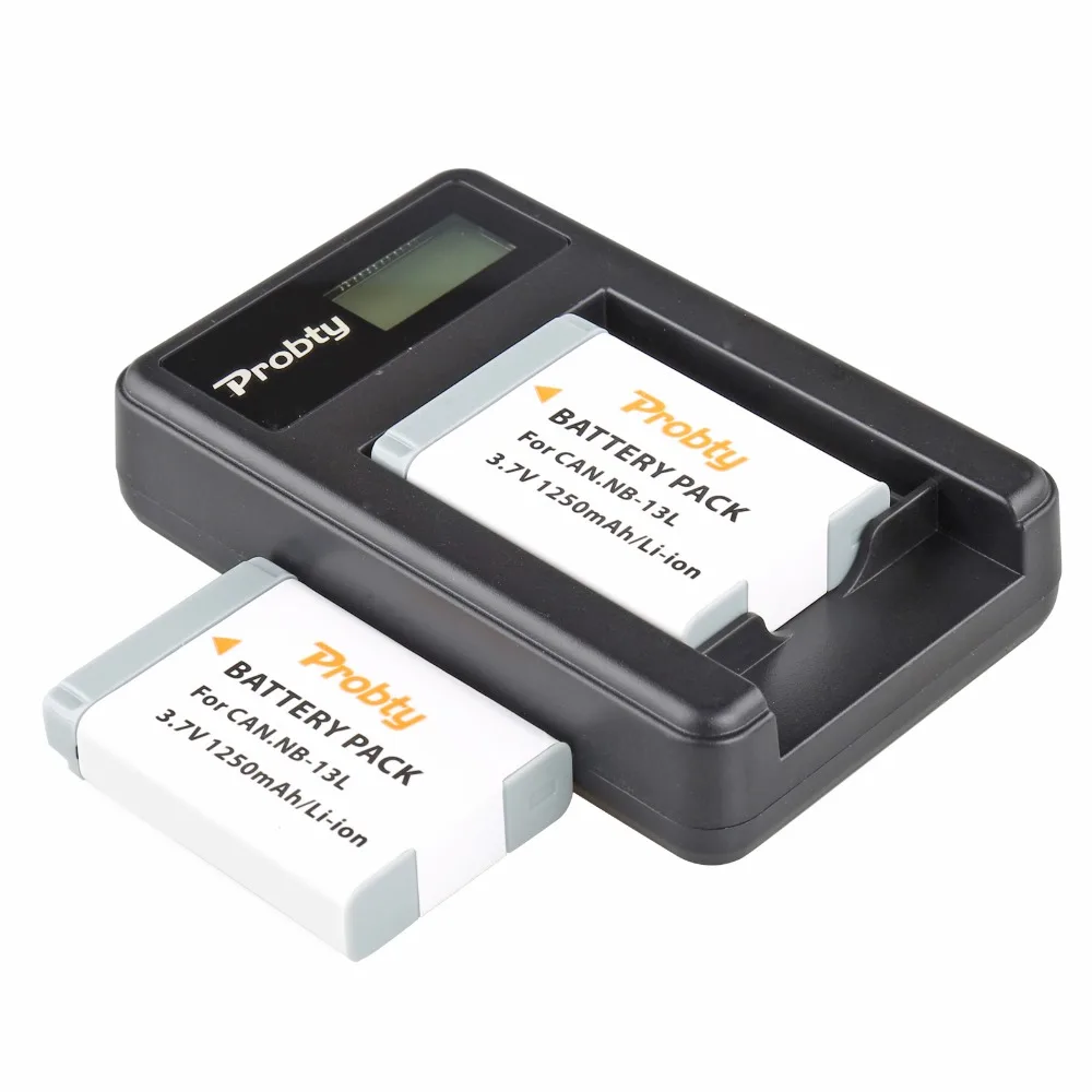 Зарядное устройство Probty для Canon 2 шт. аккумулятор 13л + USB ЖК зарядное камеры PowerShot G5 X