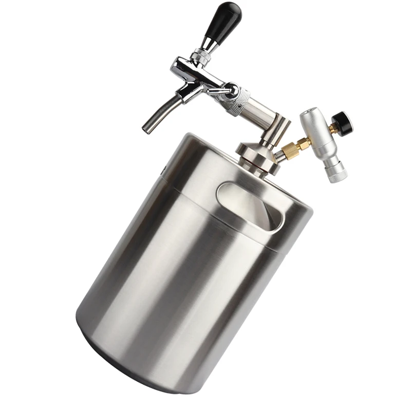 Mini Beer Keg with Adjustable Tap Faucet and CO2 Injector