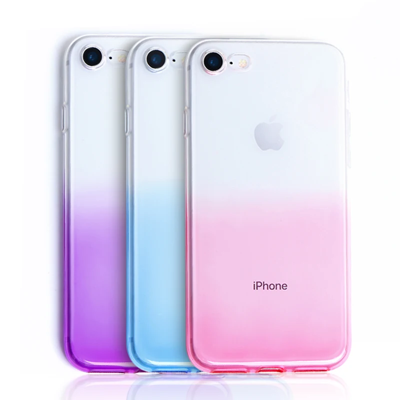 TPU чехол для телефона iPhone 7 Чехол градиентной расцветки прозрачный мягкий 8 8plus X XR