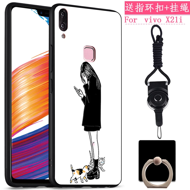 2 шт. для vivo x21i случае Чехлы милый кот чехол Ретро Мультфильм Телефон x21 я shell |
