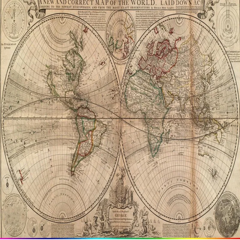 Пользовательские 3d росписи Европейский Ретро Карта мира навигация диаграмма