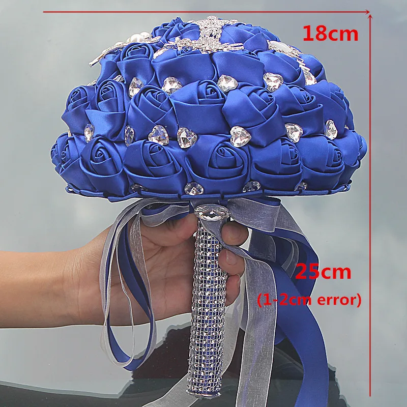 

Korean Bride Rhinestone Hand Bouquet Luxury Crystal Ribbon Bridesmaid Bouquet Handmade Wedding Accessories W235