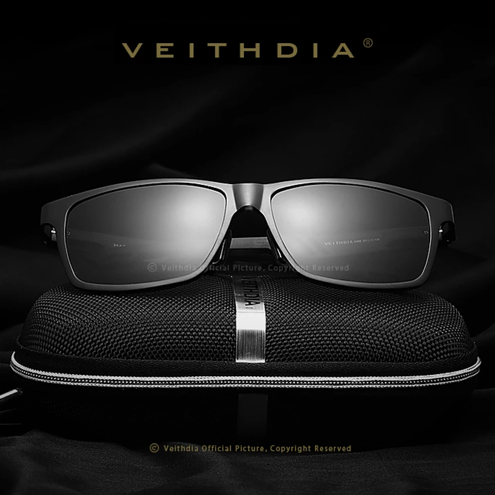 Солнцезащитные очки VEITHDIA с алюминиевыми поляризованными линзами, мужские зеркальные очки для вождения, солнцезащитные очки, квадратные очки, аксессуары, оттенки 6560