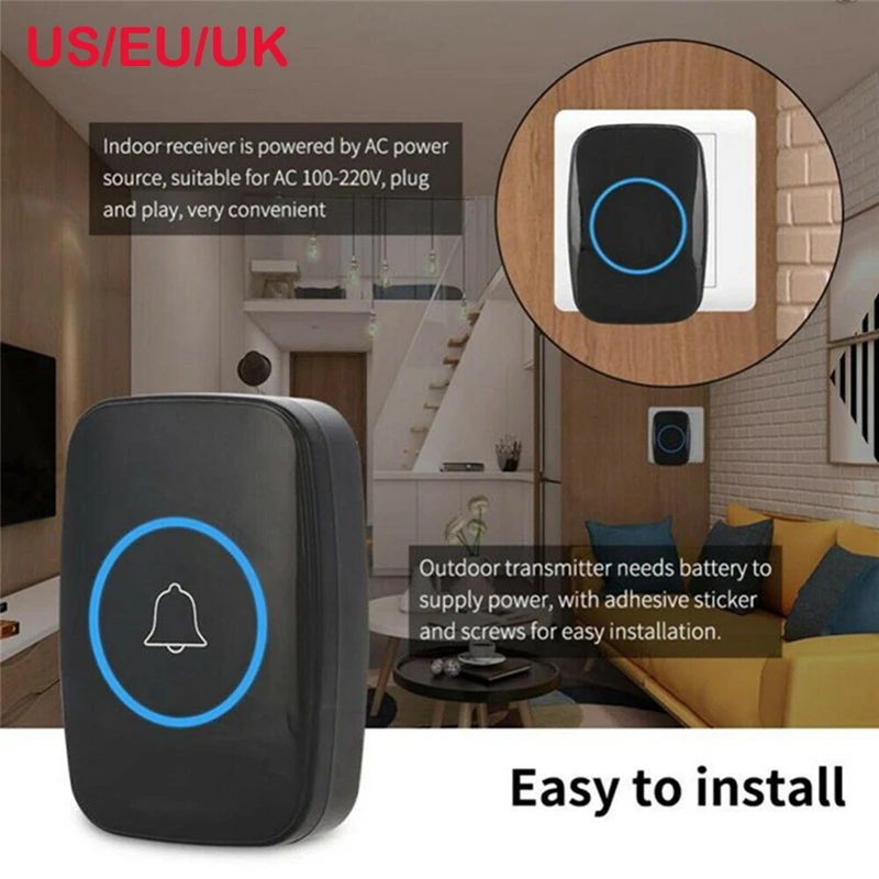 Беспроводной дверной звонок Водонепроницаемый Домашний умный светодиодный 2
